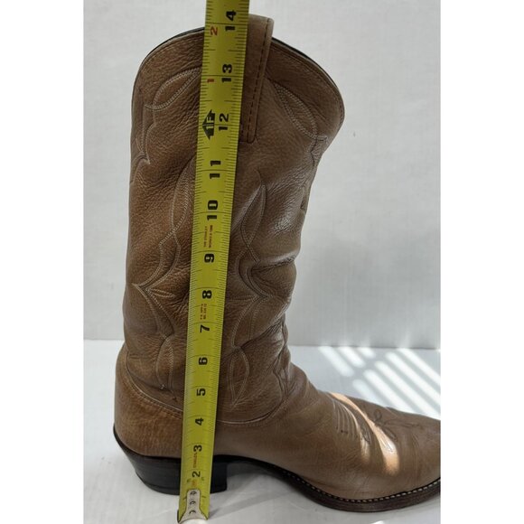Dan Post Cowboy Boots Mens Size 10D Tan Leather Western Classic Made USA 90s - Picture 9 of 15